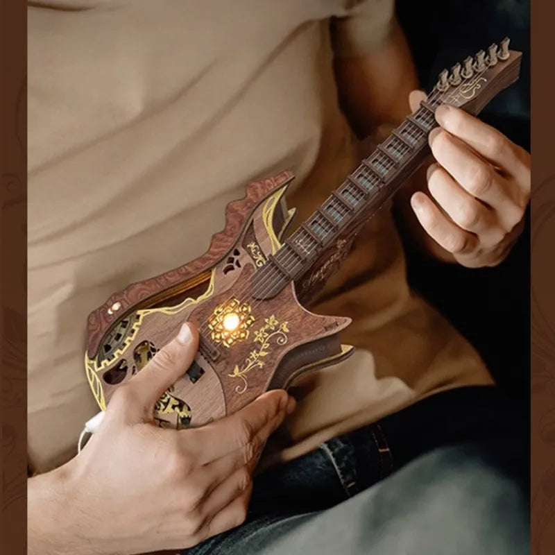 Puzzle 3D Bois – La Guitare Aurora — vue 3