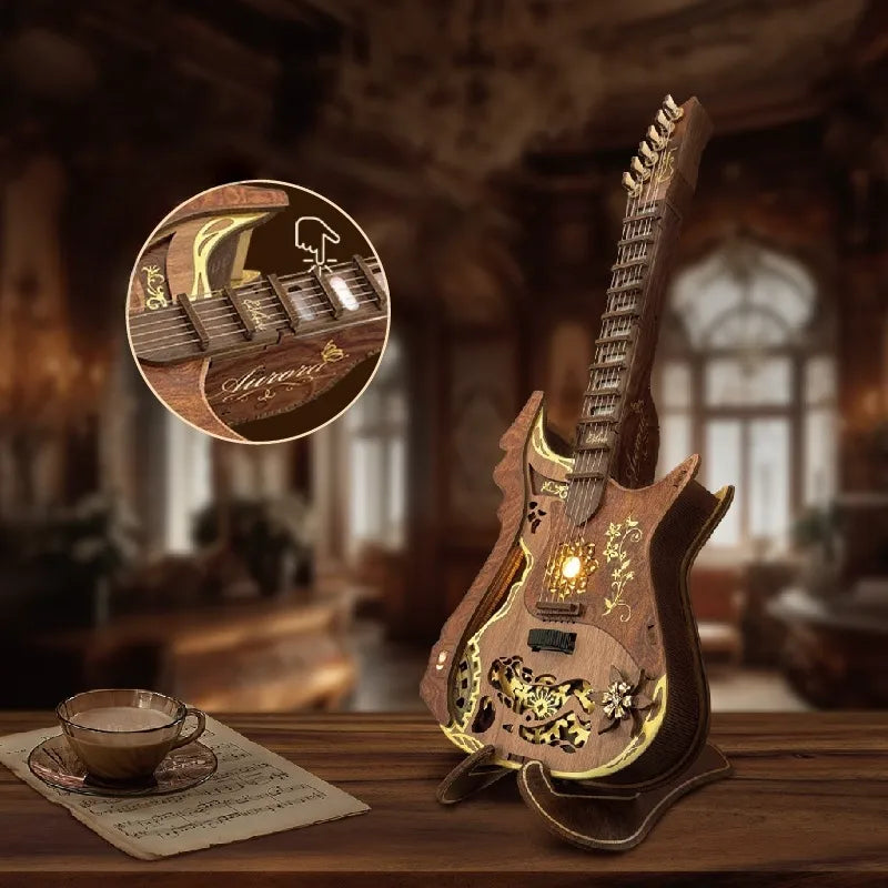 Puzzle 3D Bois – La Guitare Aurora — vue 1